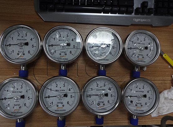 PRESSURE GAUGES TYPE LFBSPG-V-100-S4S-S6S-S6S-S4S-T15BPM-((-1) TO 6)-BAR-GLY-L